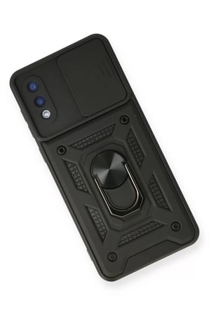 Newface Samsung Galaxy A02 Kılıf Pars Lens Yüzüklü Silikon - Siyah