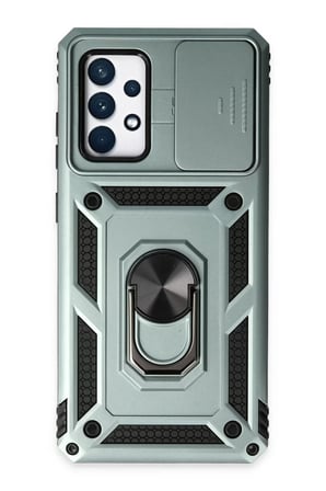 Newface Samsung Galaxy A72 Kılıf Pars Lens Yüzüklü Silikon - Yeşil