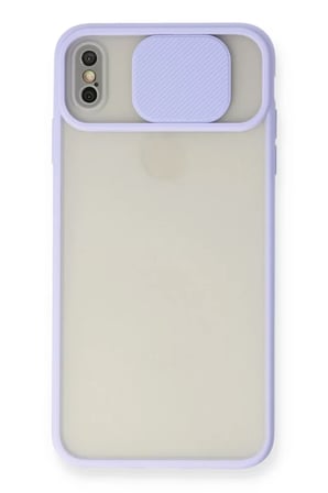 Newface Apple iPhone X Kılıf Palm Buzlu Kamera Sürgülü Silikon - Lila