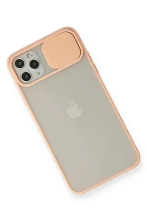 Newface Apple iPhone 11 Pro Max Kılıf Palm Buzlu Kamera Sürgülü Silikon - Pembe