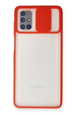 Newface Samsung Galaxy M51 Kılıf Palm Buzlu Kamera Sürgülü Silikon - Kırmızı