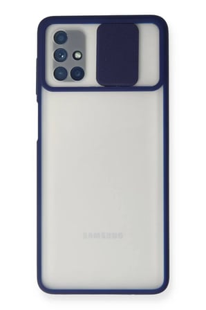 Newface Samsung Galaxy M51 Kılıf Palm Buzlu Kamera Sürgülü Silikon - Lacivert