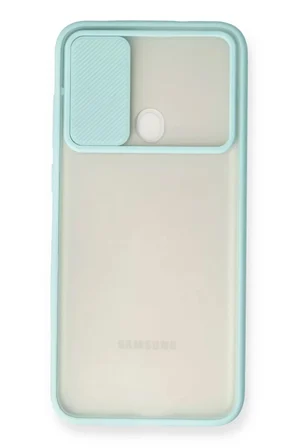 Newface Samsung Galaxy A11 Kılıf Palm Buzlu Kamera Sürgülü Silikon - Turkuaz