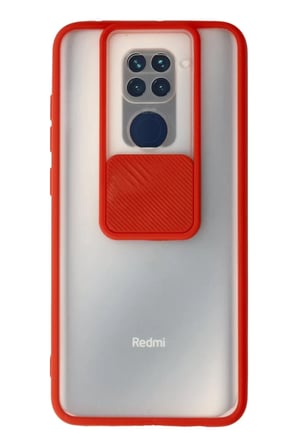 Newface Xiaomi Redmi Note 9 Kılıf Palm Buzlu Kamera Sürgülü Silikon - Kırmızı