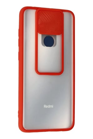 Newface Xiaomi Redmi Note 9 Kılıf Palm Buzlu Kamera Sürgülü Silikon - Kırmızı