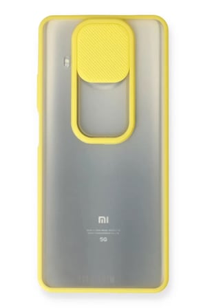 Newface Xiaomi Mi 10T Lite Kılıf Palm Buzlu Kamera Sürgülü Silikon - Sarı
