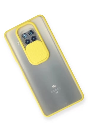 Newface Xiaomi Mi 10T Lite Kılıf Palm Buzlu Kamera Sürgülü Silikon - Sarı