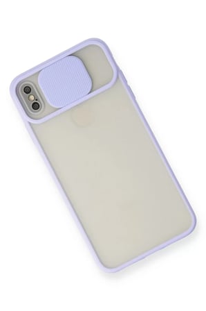 Newface Apple iPhone XS Max Kılıf Palm Buzlu Kamera Sürgülü Silikon - Lila