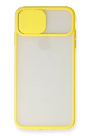 Newface Apple iPhone XS Max Kılıf Palm Buzlu Kamera Sürgülü Silikon - Sarı