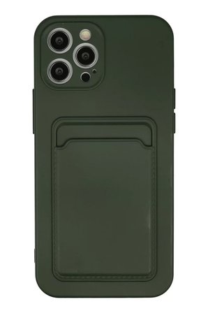 Newface Apple iPhone 12 Pro Max Kılıf Kelvin Kartvizitli Silikon - Koyu Yeşil