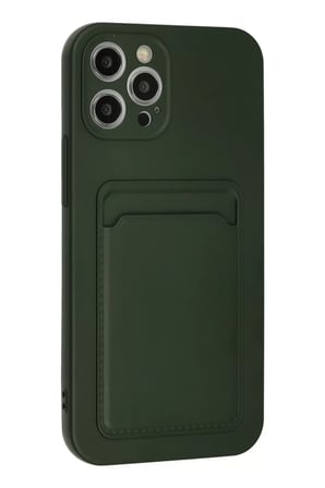 Newface Apple iPhone 12 Pro Max Kılıf Kelvin Kartvizitli Silikon - Koyu Yeşil