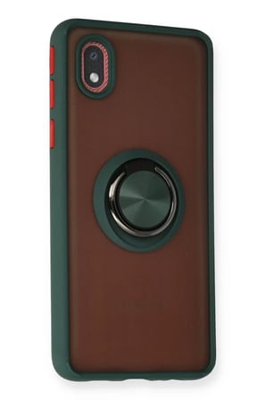 Newface Samsung Galaxy A01 Core Kılıf Montreal Yüzüklü Silikon Kapak - Yeşil