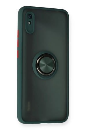 Newface Xiaomi Redmi 9A Kılıf Montreal Yüzüklü Silikon Kapak - Yeşil
