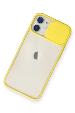 Newface Apple iPhone 11 Kılıf Palm Buzlu Kamera Sürgülü Silikon - Sarı