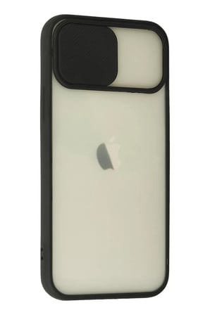 Newface Apple iPhone 12 Kılıf Palm Buzlu Kamera Sürgülü Silikon - Siyah