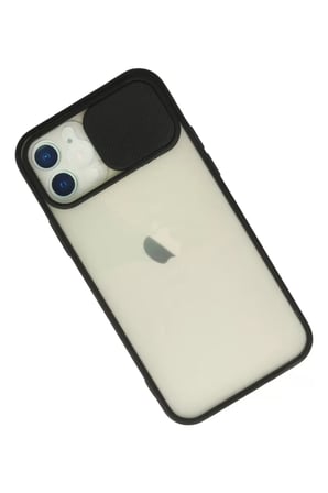 Newface Apple iPhone 12 Kılıf Palm Buzlu Kamera Sürgülü Silikon - Siyah