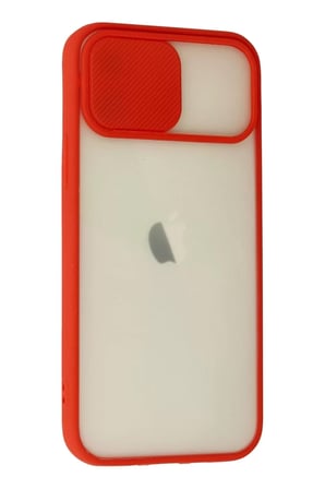 Newface Apple iPhone 12 Kılıf Palm Buzlu Kamera Sürgülü Silikon - Kırmızı