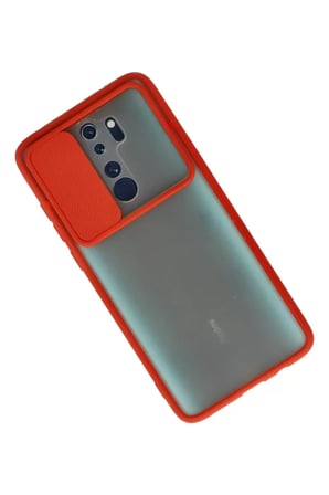 Newface Xiaomi Redmi Note 8 Pro Kılıf Palm Buzlu Kamera Sürgülü Silikon - Kırmızı