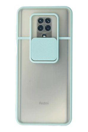 Newface Xiaomi Redmi Note 9 Pro Kılıf Palm Buzlu Kamera Sürgülü Silikon - Turkuaz