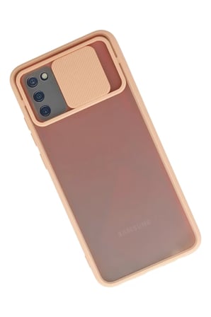 Newface Samsung Galaxy A02S Kılıf Palm Buzlu Kamera Sürgülü Silikon - Pembe