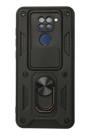 Newface Xiaomi Redmi Note 9 Kılıf Pars Lens Yüzüklü Silikon - Siyah