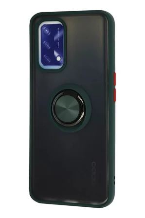 Newface Oppo A74 4G Kılıf Montreal Yüzüklü Silikon Kapak - Yeşil