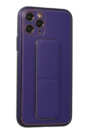 Newface Apple iPhone 11 Pro Kılıf Coco Deri Standlı Kapak - Mor