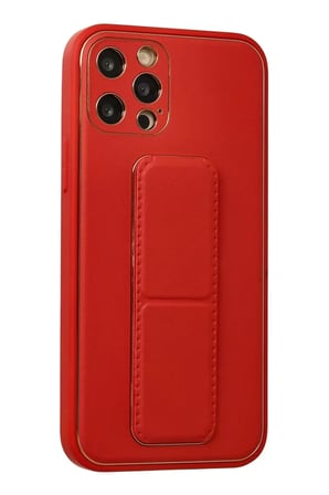 Newface Apple iPhone 12 Pro Kılıf Coco Deri Standlı Kapak - Kırmızı