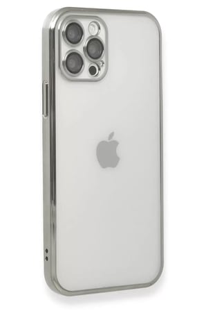 Newface Apple iPhone 12 Pro Kılıf Razer Lensli Silikon - Gümüş