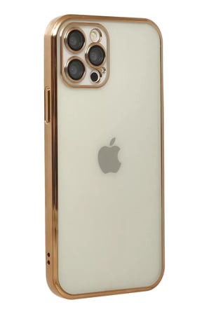 Newface Apple iPhone 12 Pro Max Kılıf Razer Lensli Silikon - Gold