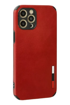 Newface Apple iPhone 12 Pro Max Kılıf Loop Deri Silikon - Kırmızı