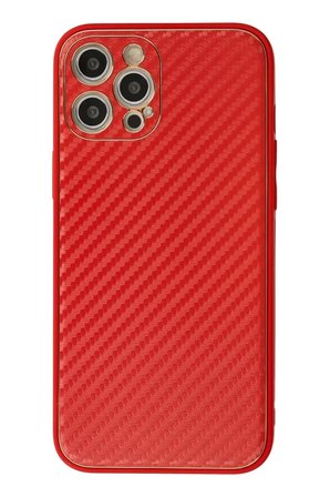 Newface Apple iPhone 12 Pro Kılıf Coco Karbon Silikon - Kırmızı