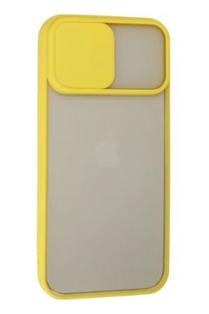 Newface Apple iPhone 13 Pro Max Kılıf Palm Buzlu Kamera Sürgülü Silikon - Sarı