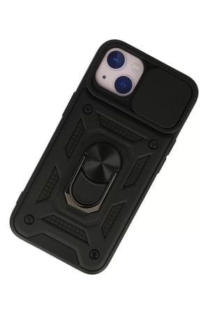 Newface Apple iPhone 13 Kılıf Pars Lens Yüzüklü Silikon - Siyah