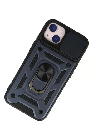Newface Apple iPhone 13 Kılıf Pars Lens Yüzüklü Silikon - Lacivert