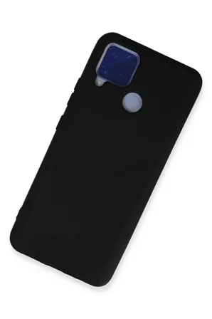 Newface Realme C15 Kılıf Nano içi Kadife Silikon - Siyah