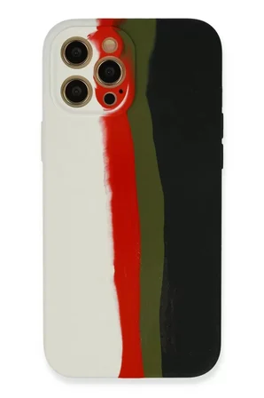 Newface Apple iPhone 12 Pro Kılıf Ebruli Lansman Silikon - Beyaz-Siyah