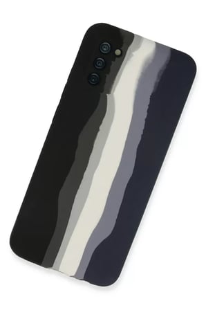 Newface Samsung Galaxy A03S Kılıf Ebruli Lansman Silikon - Siyah-Lacivert