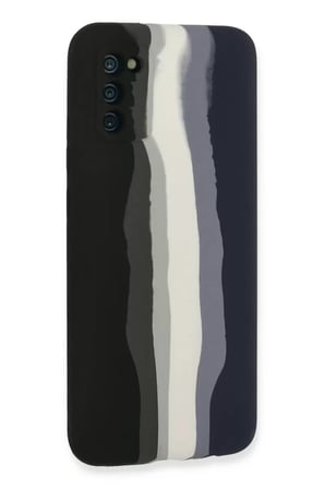 Newface Samsung Galaxy A03S Kılıf Ebruli Lansman Silikon - Siyah-Lacivert