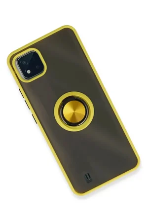 Newface Realme C11 2021 Kılıf Montreal Yüzüklü Silikon Kapak - Sarı