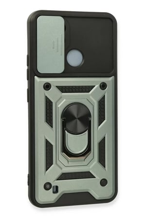 Newface Realme C11 2021 Kılıf Pars Lens Yüzüklü Silikon - Yeşil
