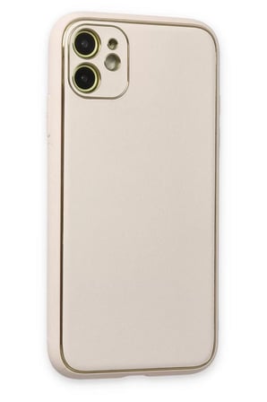 Newface Apple iPhone 12 Kılıf Coco Deri Silikon Kapak - Beyaz