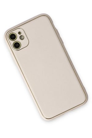 Newface Apple iPhone 12 Kılıf Coco Deri Silikon Kapak - Beyaz