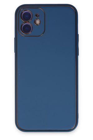 Newface Apple iPhone 12 Kılıf Coco Deri Silikon Kapak - Açık Mavi