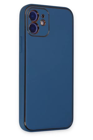 Newface Apple iPhone 12 Kılıf Coco Deri Silikon Kapak - Açık Mavi