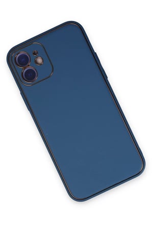 Newface Apple iPhone 12 Kılıf Coco Deri Silikon Kapak - Açık Mavi