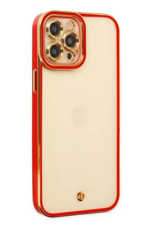Newface Apple iPhone 12 Pro Max Kılıf Liva Lens Silikon - Kırmızı