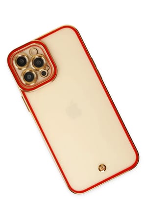 Newface Apple iPhone 12 Pro Max Kılıf Liva Lens Silikon - Kırmızı
