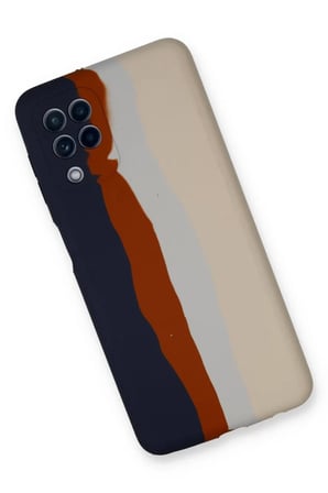 Newface Samsung Galaxy A22 Kılıf Ebruli Lansman Silikon - Lacivert-Krem