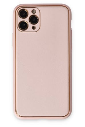Newface Apple iPhone 11 Pro Kılıf Coco Deri Silikon Kapak - Pudra